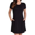 thumbnail image 1 of Miss Lavish London Casual Dress - Summer Dresses for Women, Girls - T Shirt Short Sleeve Loose Woman Dress for Work, Home Black-M, 1 of 7