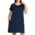 thumbnail image 1 of Miss Lavish London Casual Dress - Summer Dresses for Women, Girls - T Shirt Short Sleeve Loose Woman Dress for Work, Home Midnight Blue-2XL, 1 of 7