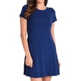 thumbnail image 1 of Miss Lavish London Women’s Navy Party Casual Dress, Stylish Round-Neck Swing Design with Half Sleeves, Relaxed Above Knee Fit, X-Large, 1 of 7