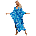 thumbnail image 1 of Miss Lavish London Floral Plus Size Kaftan Dresses for Women– Beach Swimsuit Cover Up Batwing Sleeve Mumu Sundresses 2025 Vacation - African Kaftans Long Moroccan Caftan Dress -Indigo, XL, 1 of 8