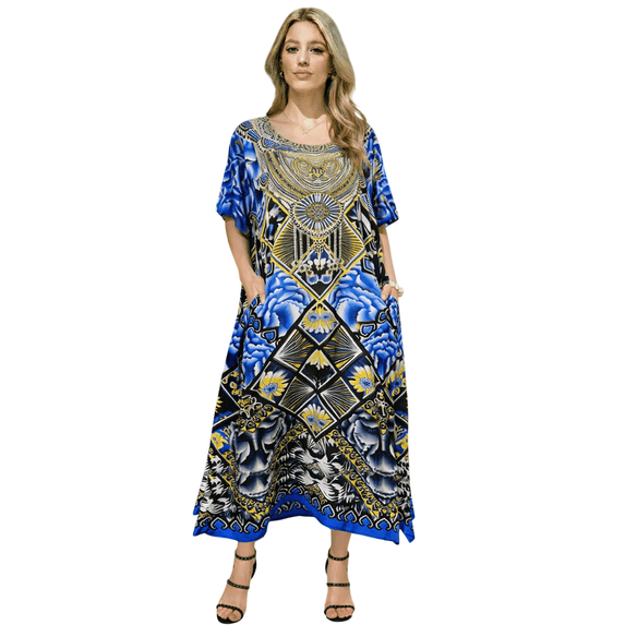 Miss Lavish London Kaftan Tunic One Size Cover Up Maxi Dresses Lougewear Embellished Kimono