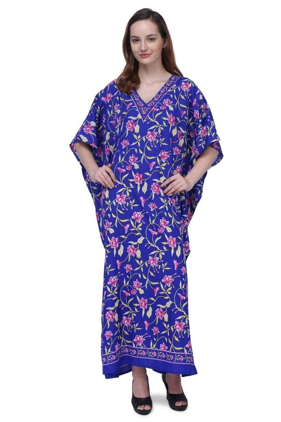 London Kaftan Dresses for Women,Beach Kaftan Coverups,Hawaiian Coverups for Women,Long Beach & Swimsuit Coverups,Plus Size African Caftan Dress,Moroccan Style Loungewear Blue XXL