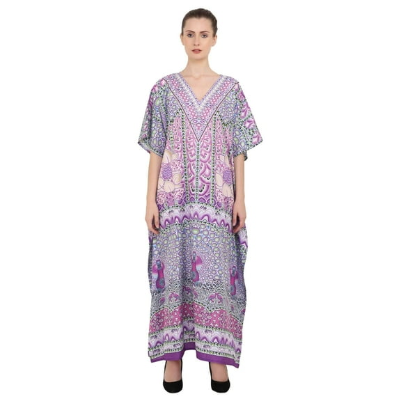 Miss Lavish London Kimonos for Women Casual Ladies Long Dresses Kaftans for Regular to Plus Size Maxi Dress, Purple, 24-28