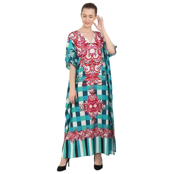 Miss Lavish London Kimonos for Women Casual Ladies Long Dresses Kaftans for Regular to Plus Size Maxi Dress, Teal, X-Large