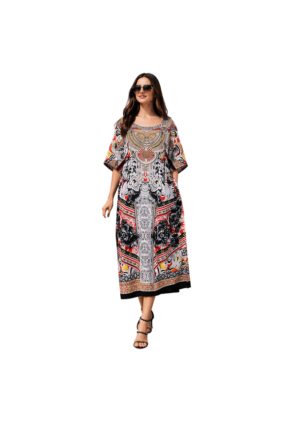 London Kaftan Dresses for Women,Beach Kaftan Coverups,Hawaiian Coverups for Women,Long Beach & Swimsuit Coverups,Plus Size African Caftan Dress,Moroccan Style Loungewear Black XXL