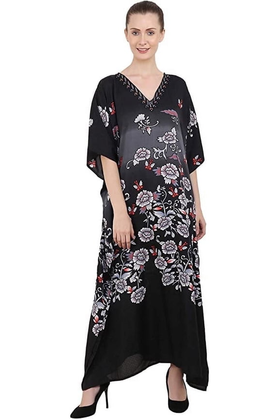 London Kaftan Dresses for Women,Beach Kaftan Coverups,Hawaiian Coverups for Women,Long Beach & Swimsuit Coverups,Plus Size African Caftan Dress,Moroccan Style Loungewear Black 2XL