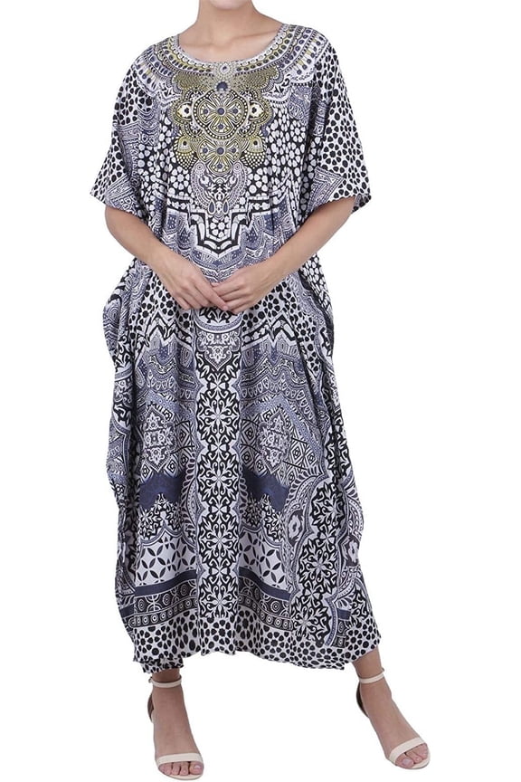 London Kaftan Dresses for Women,Beach Kaftan Coverups,Hawaiian Coverups for Women,Long Beach & Swimsuit Coverups,Plus Size African Caftan Dress,Moroccan Style Loungewear Black XL