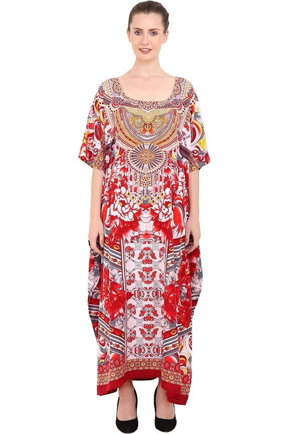 London Kaftan Dresses for Women,Beach Kaftan Coverups,Hawaiian Coverups for Women,Long Beach & Swimsuit Coverups,Plus Size African Caftan Dress,Moroccan Style Loungewear Red 3XL