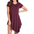 thumbnail image 1 of Miss Lavish London Short Sleeve T Shirt Dress For Women Casual Loose Fitting Jersey Dress Burgundy-M, 1 of 6