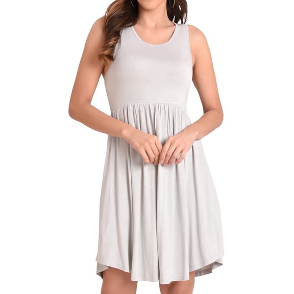 Miss Lavish London Women’s Grey Party Casual Dress, Stylish Round-Neck Swing Design with Half Sleeves, Relaxed Above Knee Fit, Small