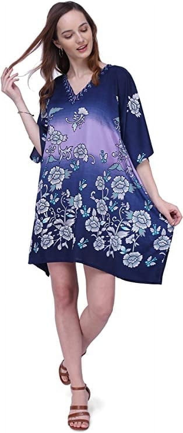 Miss Lavish London Caftano Taglie Forti Donna - Copricostume Da Spiaggia Con Manica A Pipistrello - Nero E Bianco