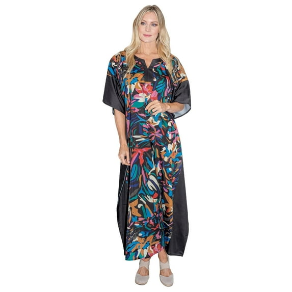 Miss Lavish London Kaftan Dresses for Women,Beach Kaftan Coverups,Hawaiian Coverups for Women,Long Beach & Swimsuit Coverups,Plus Size African Caftan Dress,Moroccan Style Loungewear Black Camo 3XL