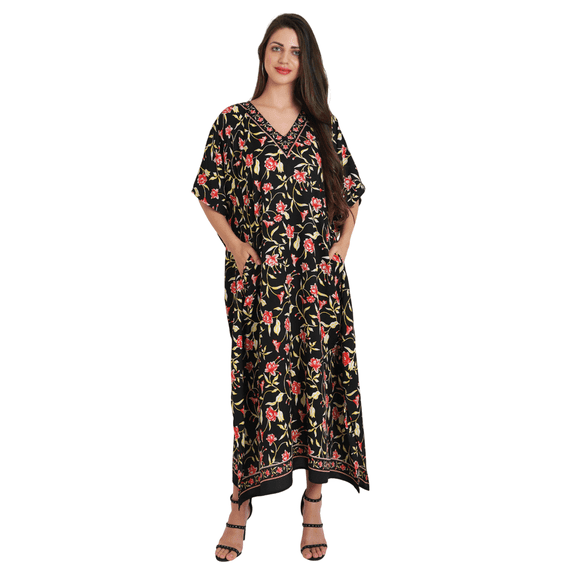 Miss Lavish London Women Kaftans Dresses, Black, L