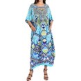 thumbnail image 1 of Miss Lavish London Kaftan Dresses for Women,Beach Kaftan Coverups,Hawaiian Coverups for Women,Long Beach & Swimsuit Coverups,Plus Size African Caftan Dress,Moroccan Style Loungewear Blue S, 1 of 6