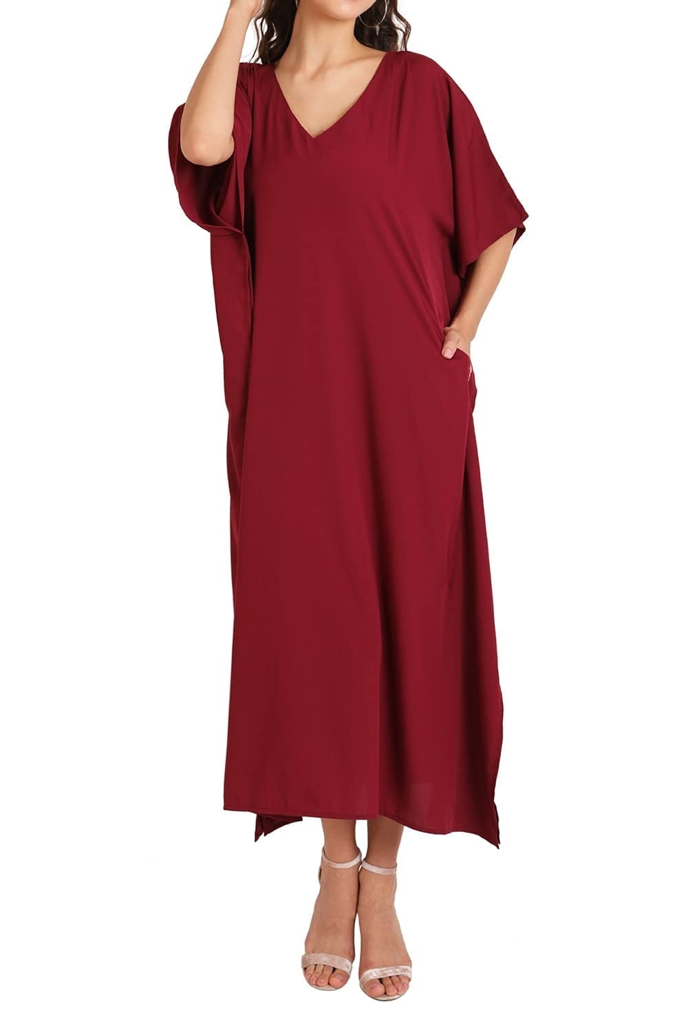 Miss Lavish London Kaftan Vestito, Blu, XL Donna