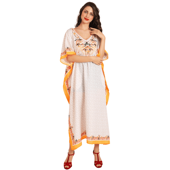 Miss Lavish London Women Kaftans Dresses, Creme Glod S