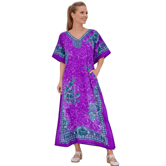 Miss Lavish London Women Kaftans Dresses, Purple, S