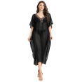 thumbnail image 1 of Miss Lavish London Women Ladies Hand Embroidered Caftans Beach Cover Ups Kimono Dress – Kaftan Style Maxi Dresses – 139 Black Color - Size UK 18-22, 1 of 6
