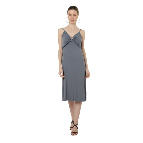 Miss Lavish London Women Midi Cami Dress Maxi Fit-and-Flare Shift Boho Style Summer Dresses, 119-Slate Grey - Large