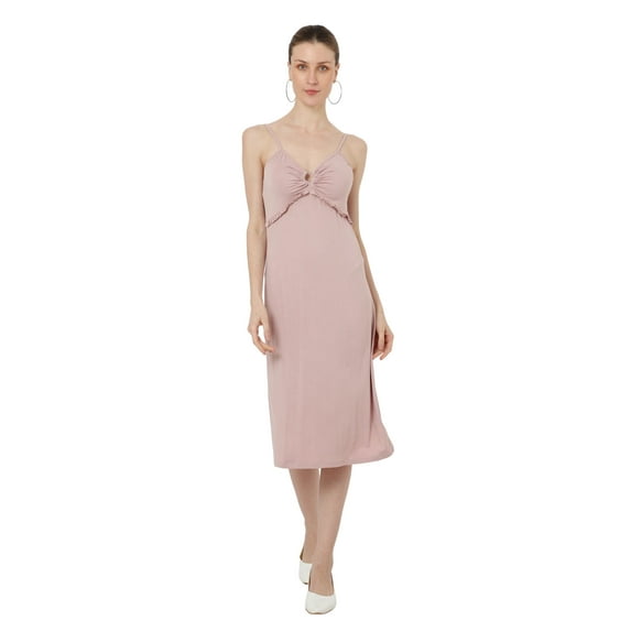 Miss Lavish London Women Midi Cami Dress Maxi Fit-and-Flare Shift Boho Style Summer Dresses, 119-Vintage Pink - Large