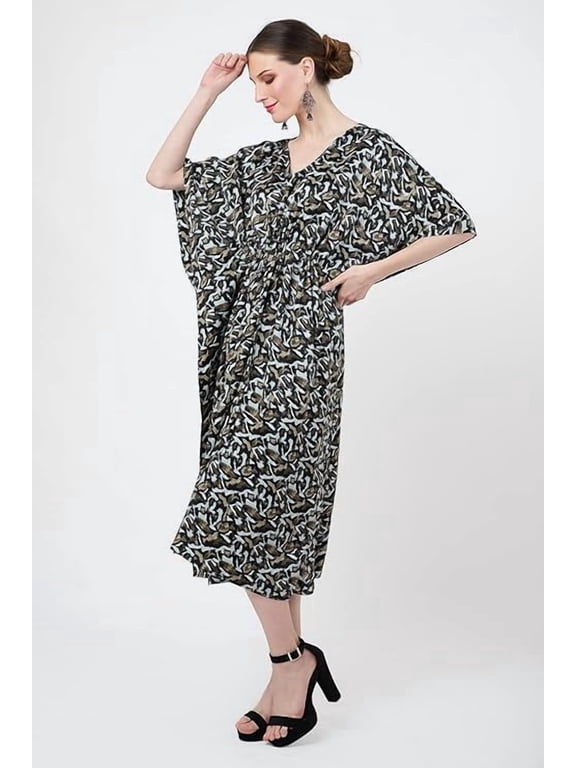 Miss Lavish London Womens Plus Size Kaftan Dress African Hawaiian Long Caftan Maxi Dress with Pockets Flowy Kaftan Coverup, Beach Mumu, Vacation Sundress, Swimsuit Cover-Up Soft Blue, 3X-Large