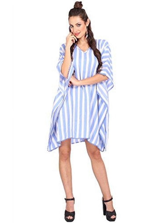 Women's Kaftan Tunic Kimono Dress Summer Evening Plus Size Beach Cover-up, Free Size