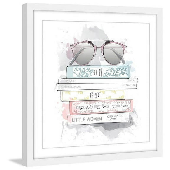 "Miss Library" Framed Painting Art Print, 24" x 1.5"