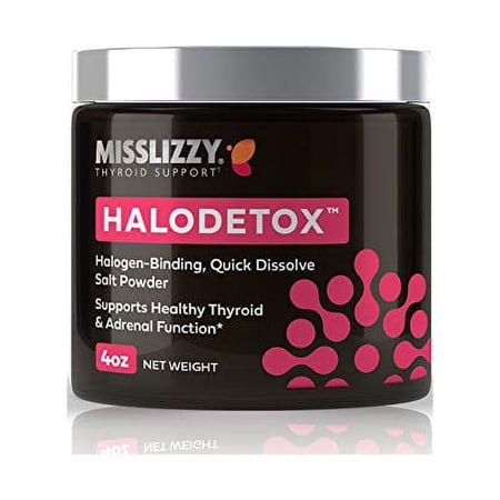 Miss Lizzy HaloDetox – Pure, Unrefined Pink Salt Powder with 80 Minerals to Halogen Detox Bromine, Chlorine, & Fluoride, Replenish Electrolytes, & Support Healthy Thyroid & Adrenal Functions – 4oz