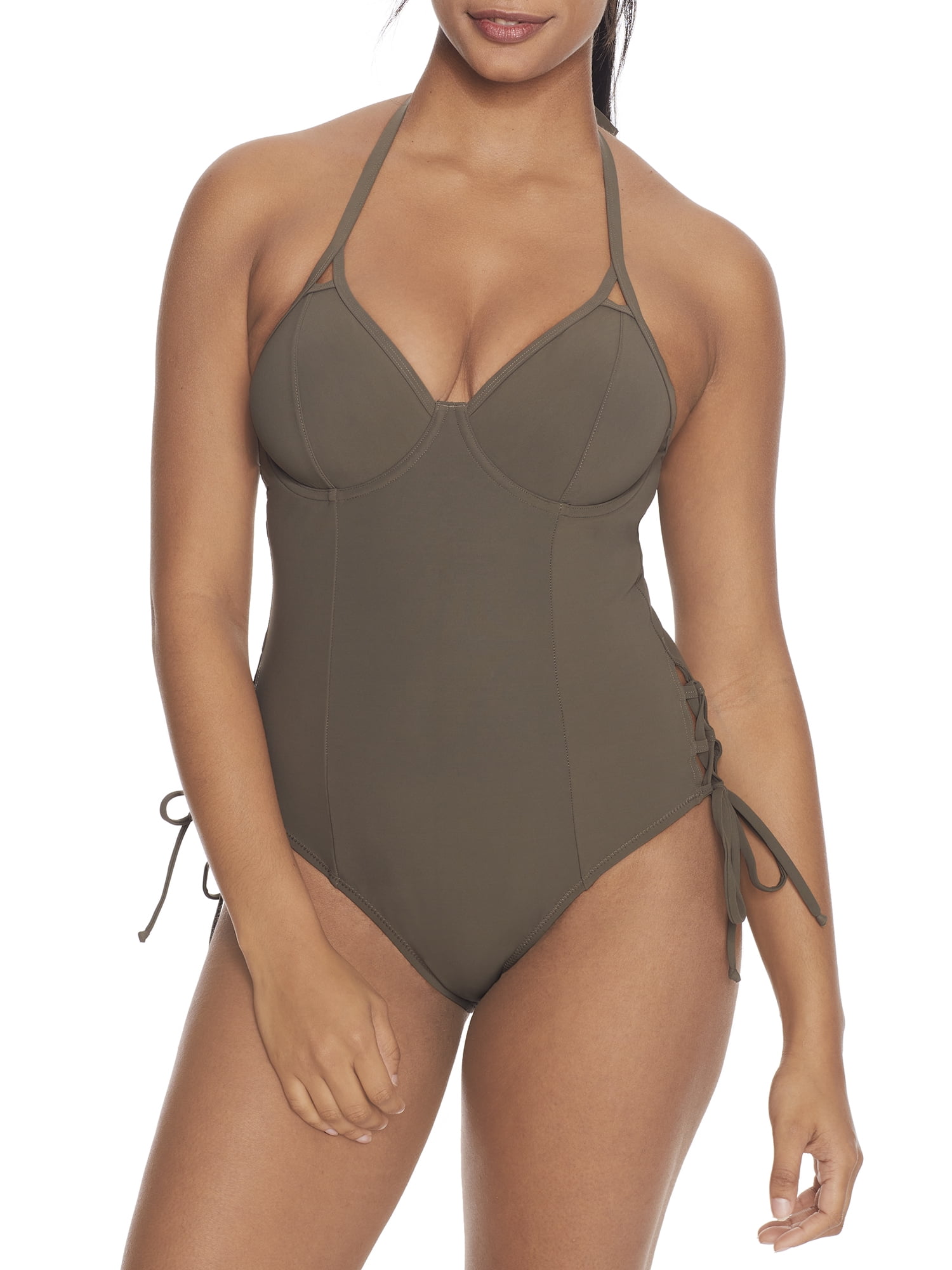 Miss Mandalay OLIVE Icon Plunge Underwire One-Piece Swimsuit, US 36H, UK  36FF 