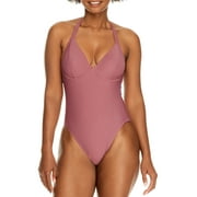 Miss Mandalay Womens Dune Halter Underwire One-Piece Style-DUN08DRUHS Swimsuit