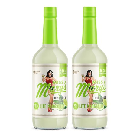 Miss Mary's Lite Margarita Mix, Keto Friendly, Low Sugar Drink Mixer, All Natural Ingredients, Low Calorie, Low Carb, 2 Pack