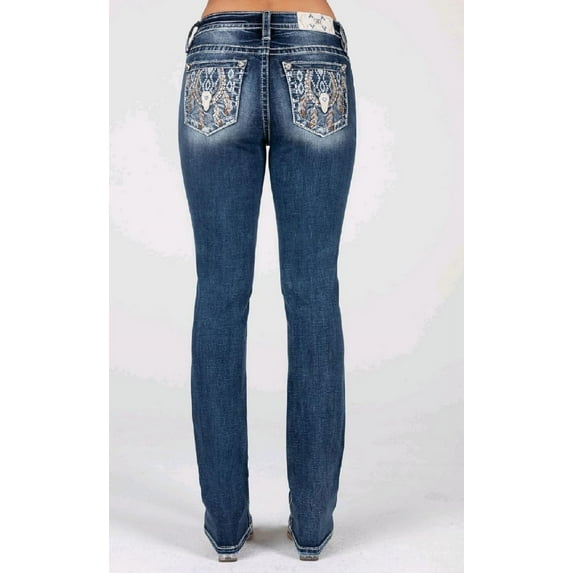 Miss Me Horseshoe Mid-Rise Straight - Ladies Jeans - M9237T