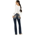 thumbnail image 1 of Miss Me Women's Dark Wash Mid Rise Bootcut Stretch Denim Jeans - M3080B34 29W x 34L, 1 of 4
