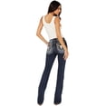 thumbnail image 1 of Miss Me Women's Dark Wash Mid Rise Floral Longhorn Pocket Bootcut Stretch - M9241B 33W x 34L, 1 of 4