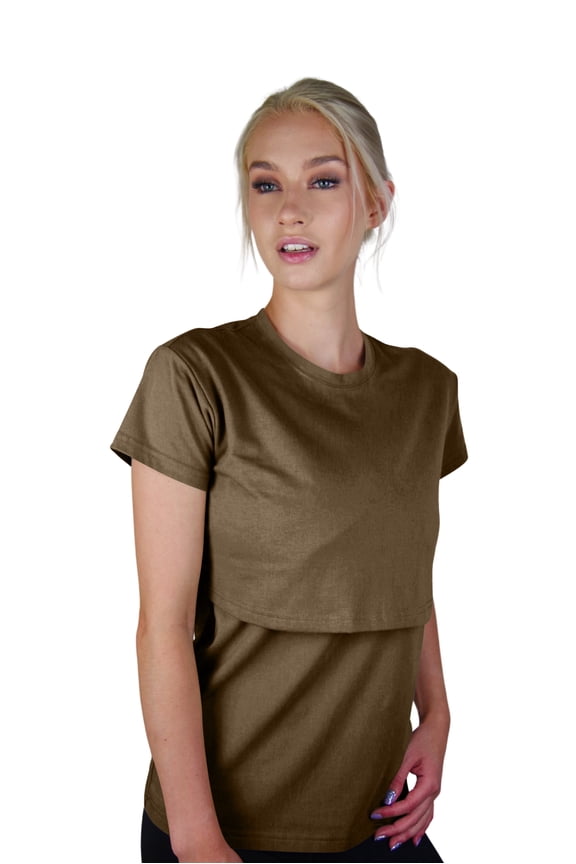 Women's Nursing Tops for Breastfeeding Shirts Maternity Clothes Pregnant s Nursing Solid Color Crew Neck Short Sleeve Breastfeeding T-Shirt Navy Type III