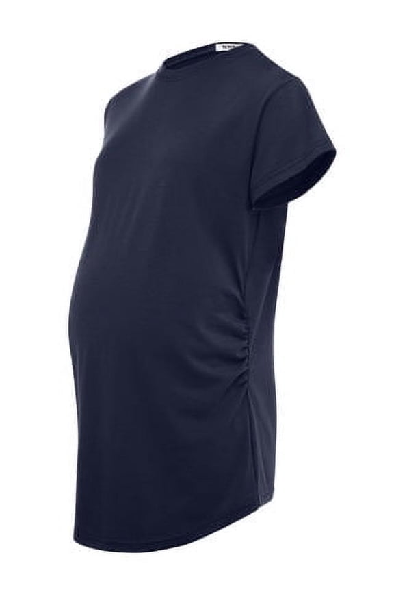 Women's Nursing Tops for Breastfeeding Shirts Maternity Clothes Pregnant s Nursing Solid Color Crew Neck Short Sleeve Maternity T-Shirt Navy Blue