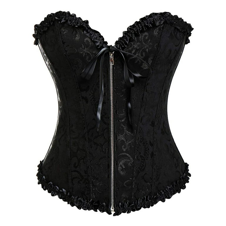 トップス andwang satin lingerie corset black Miss Moly Brocade Overbust Corset for Women Plus Size Corset