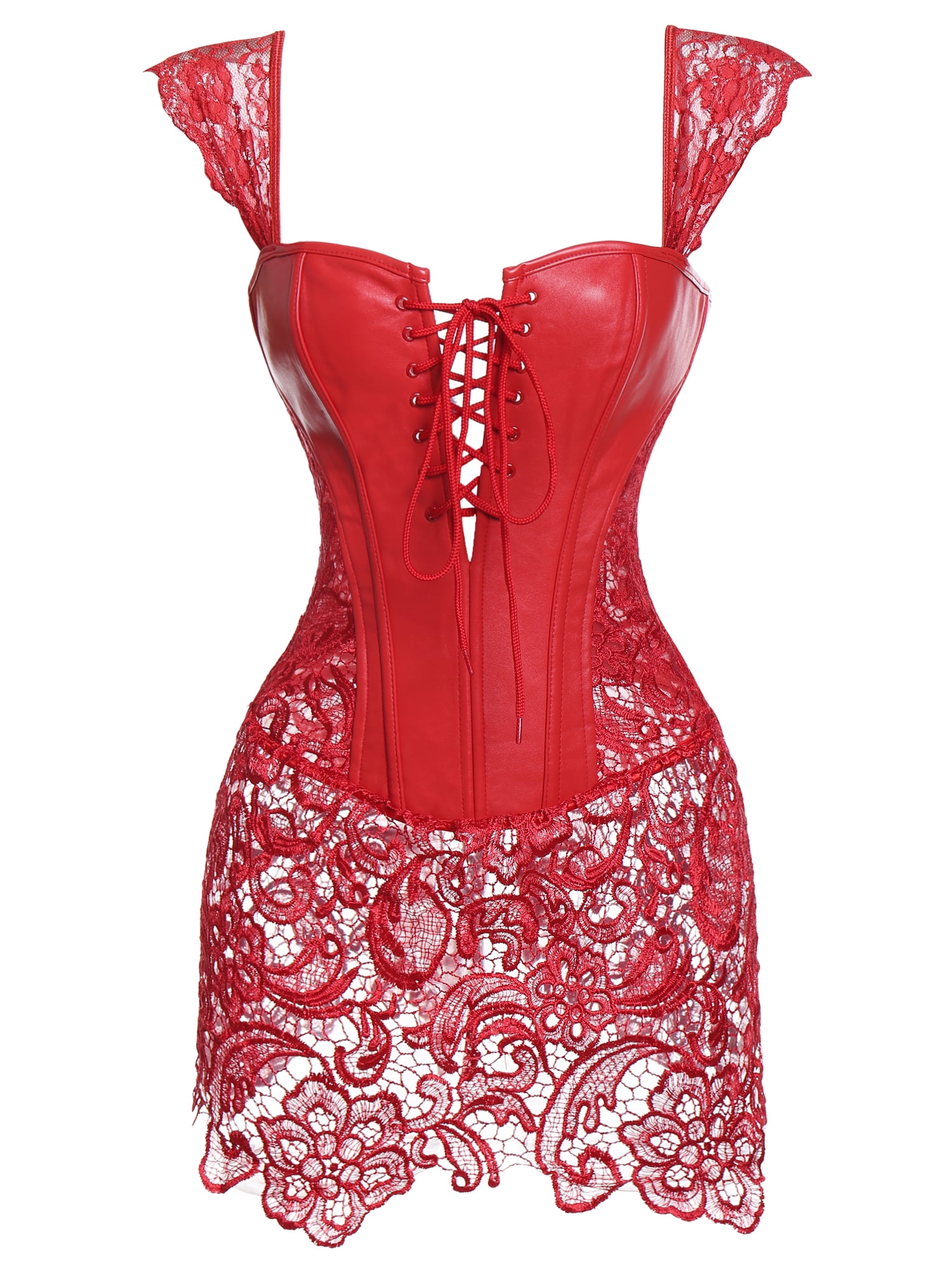white christmas dresses Plus size Red Leather corset Top