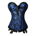 thumbnail image 1 of Miss Moly Womens Vintage Floral Overbust Corset Lace up Bustier Shapewear Outfit Blue S, 1 of 5