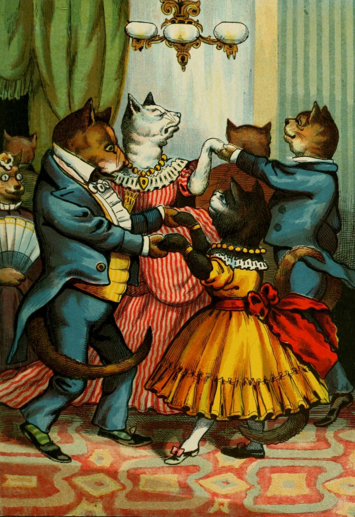 Miss Mousers Tea Party 1870s Dance Canvas Art - Unknown (18 x 24)