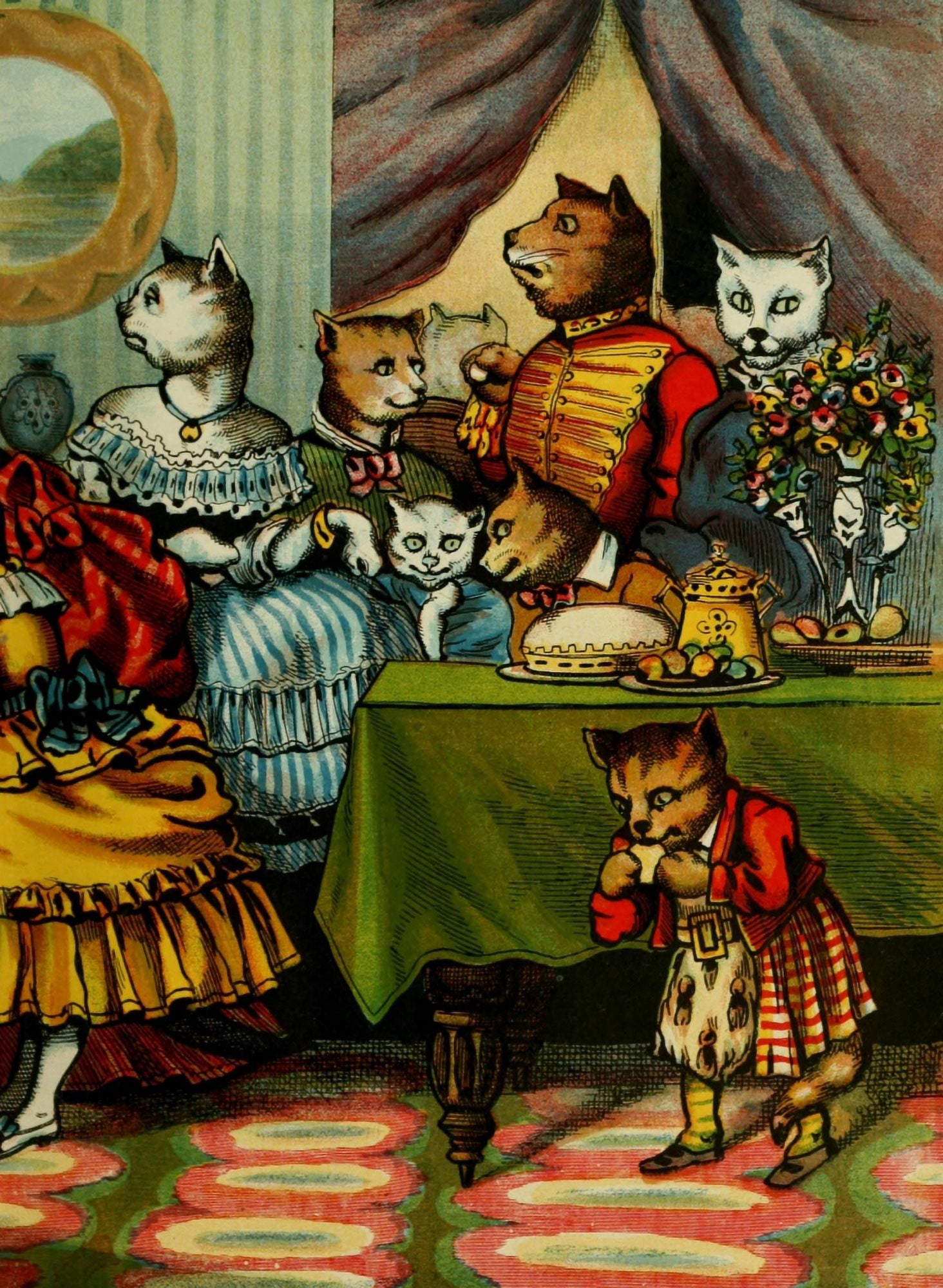 Miss Mousers Tea Party 1870s Eating Canvas Art - Unknown (18 x 24)