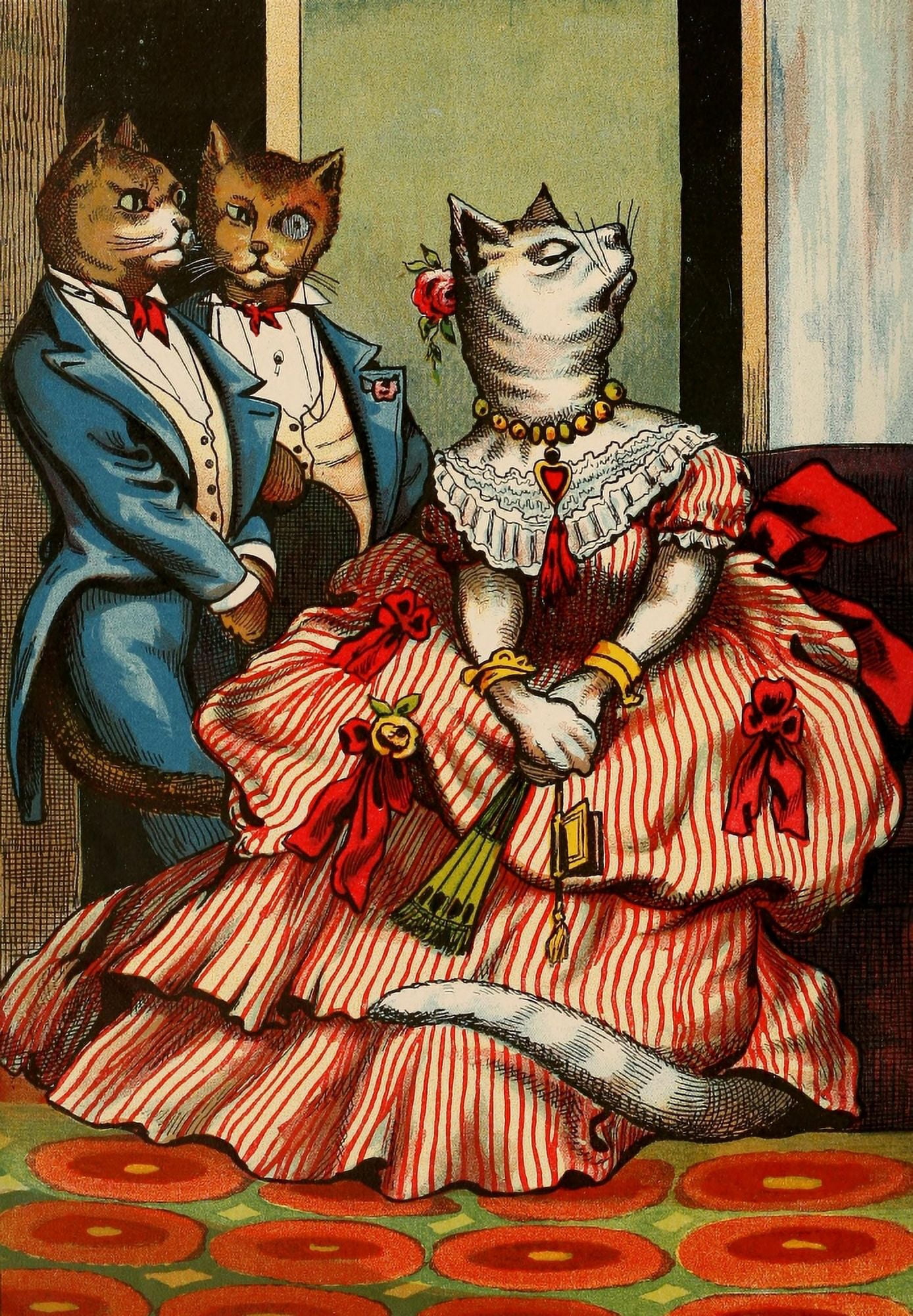 Miss Mousers Tea Party 1870s Miss Mouser Canvas Art - Unknown (24 x 36)