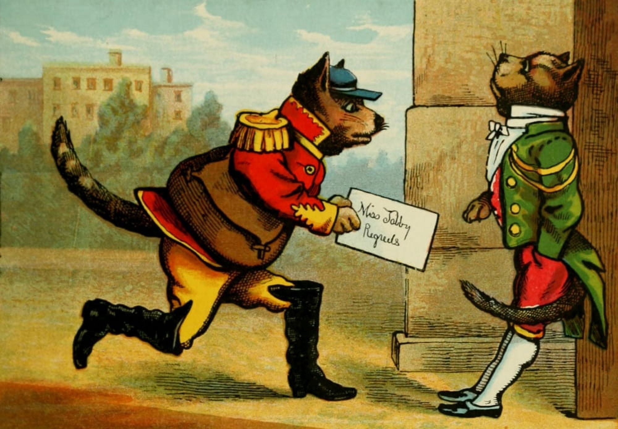 Miss Mousers Tea Party 1870s Miss Tabby regrets Canvas Art - Unknown (18 x 24)