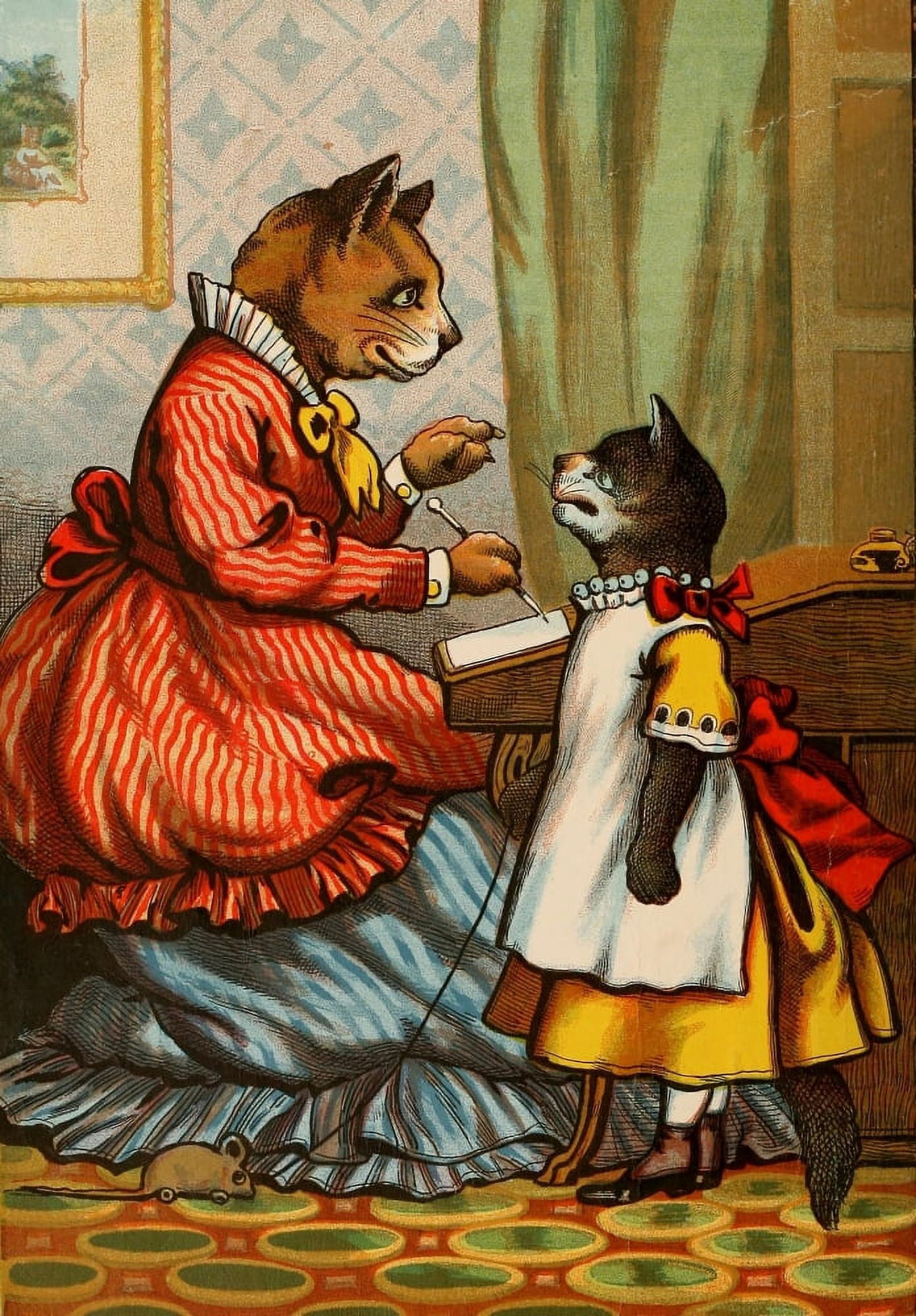 Miss Mousers Tea Party 1870s Mother writes invitation Canvas Art - Unknown (18 x 24)