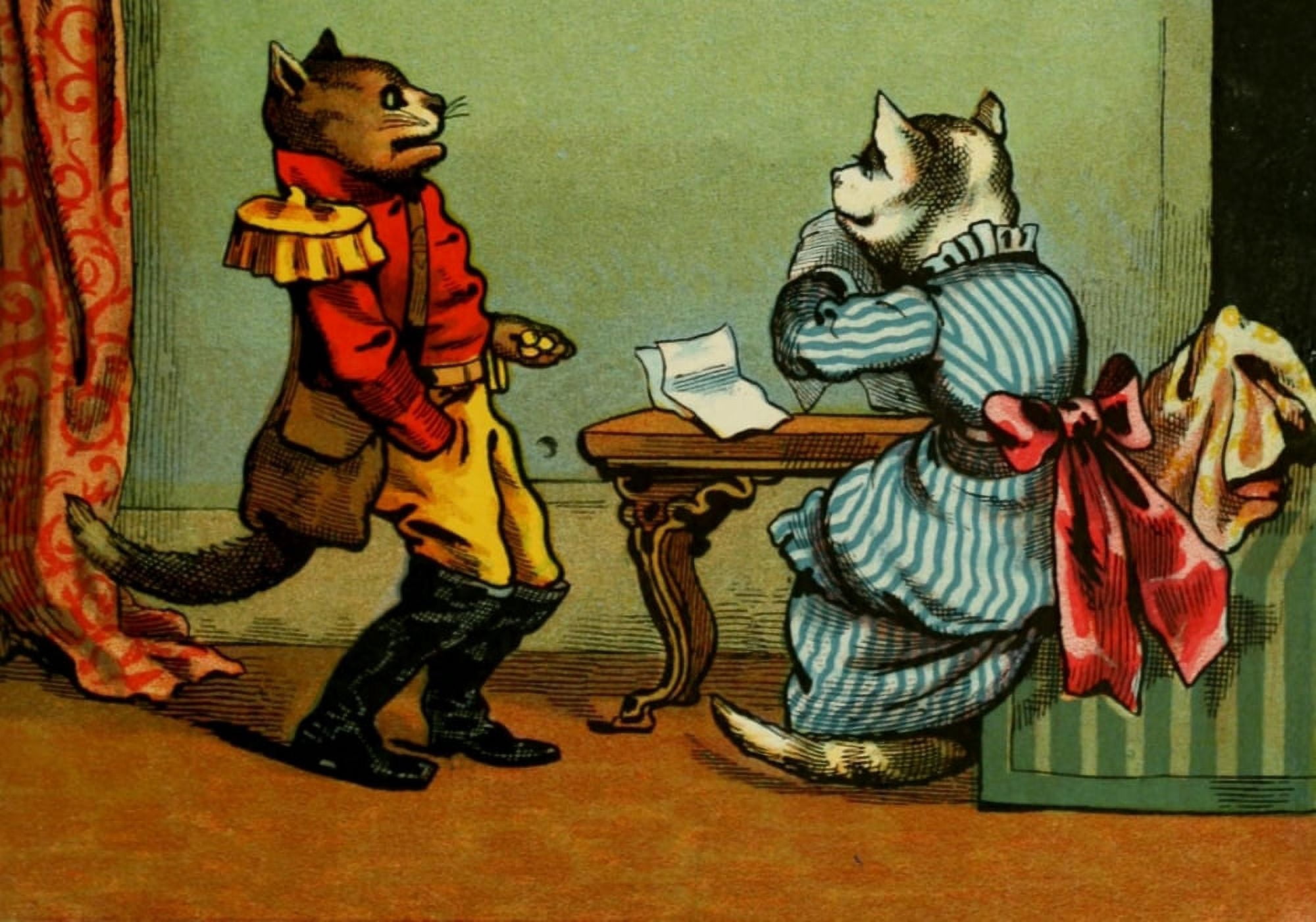 Miss Mousers Tea Party 1870s Reading invitation Canvas Art - Unknown (24 x 36)