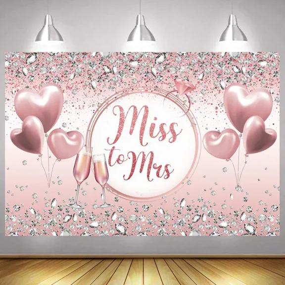 Miss to Mrs Backdrop Blue Floral Gold Dots Bridal Shower Photography Background Bride to Be Wedding Engagement Party Cake Table Decorations Supplies Favors Banner Photo Booth Props 8x4ft