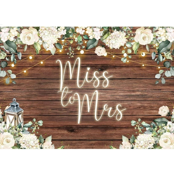 Miss to Mrs Bridal Shower Backdrop Rustic White Floral Wooden Wedding Photography Background Engagement Party Cake Table Decorations Banner Photo Booth Props