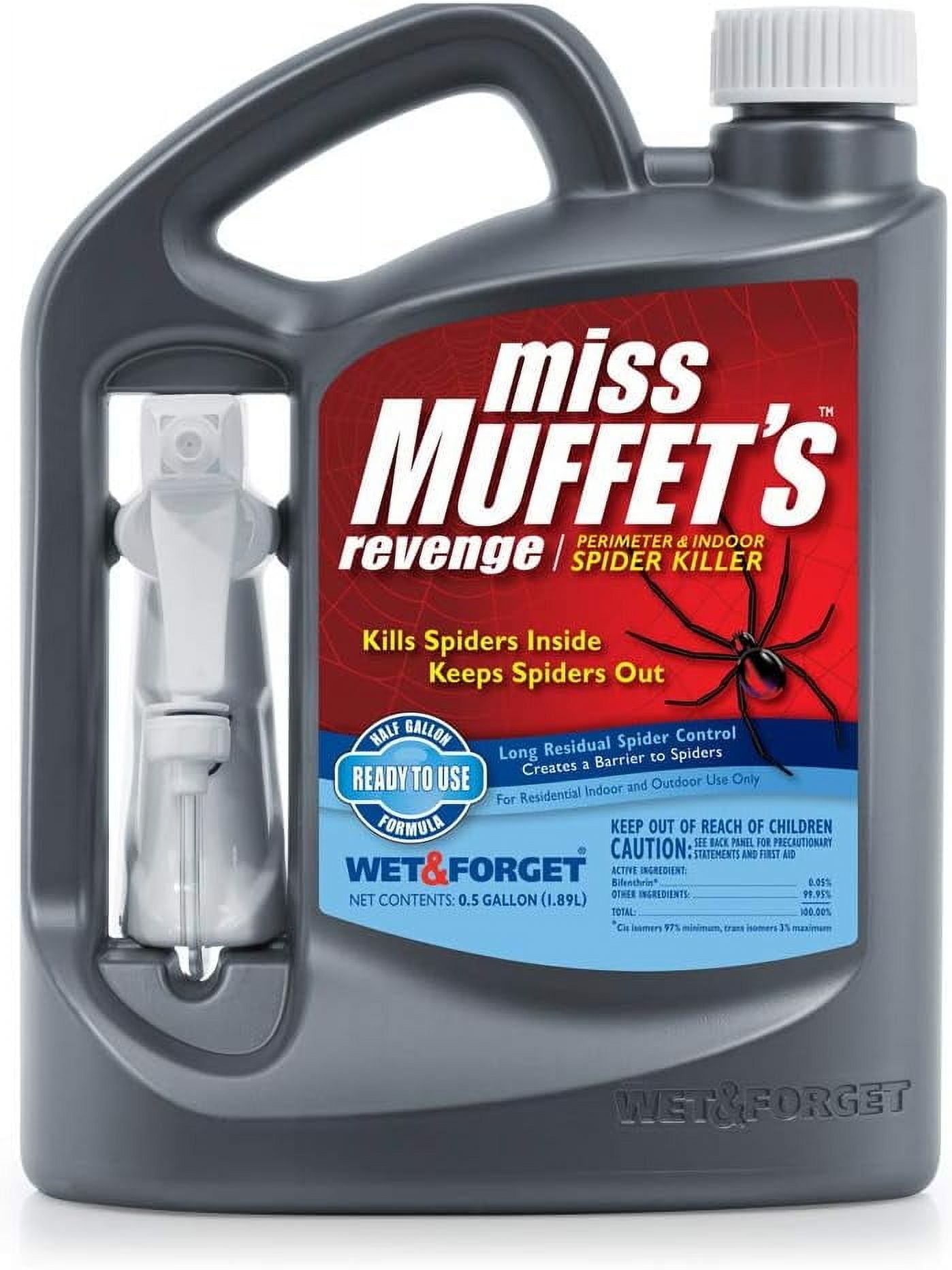 Miss Muffet's Revenge Spider Killer Indoor and Outdoor Spider Control, 64 OZ. Ready to Use 