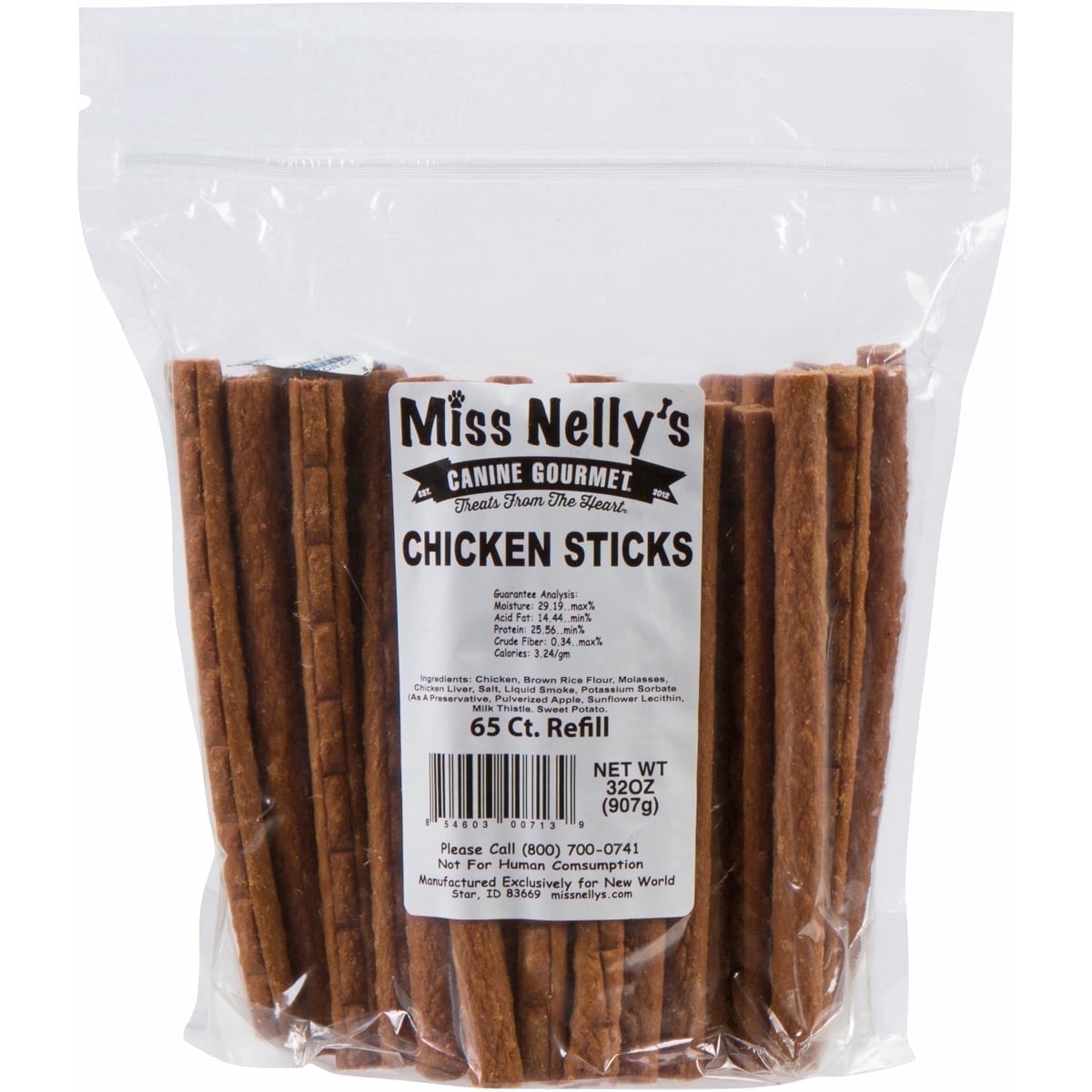 Miss Nelly's Canine Gourmet Chicken Jerky Treats for Dogs, 2 lb. Bag