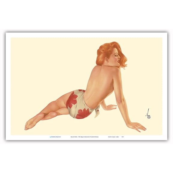 Miss October - 1944 Magazine - Vintage Pin Up Girl Print by Alberto Vargas - Master Art Print (Unframed) 12in x 18in